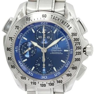 Omega Pre-owned Speedmaster Stainless Steel 3540.80 - Heren - Pre-owned - Blauw - Maat: ONE Size