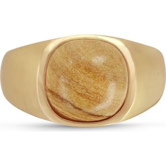 LuvMyJewelry Wood Jasper Iconic Sterling Silver Men Signet Ring in 14Kt Gold Vermeil On Sterling at Nordstrom, Size 10