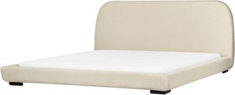 Beliani Beliani - Classic Fabric Upholstered with Headboard eu Super King Size Bed Frame 6ft Slatted Light Beige Roisel