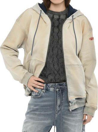 Diesel Beige Logo Zipper Hoodie