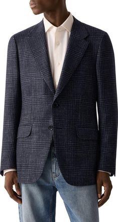 Ermenegildo Zegna Cashmere Silk & Linen Formal Jacket in Navy Blue at Nordstrom, Size 58