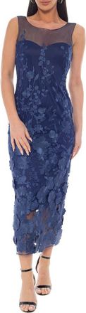 Marina Rossini Floral Embroidered Sleeveless Midi Dress in Navy at Nordstrom Rack, Size X-Large
