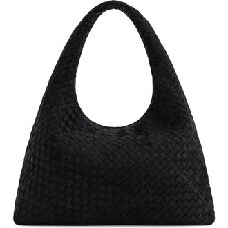 JW PEI Laura Woven Faux Suede Shoulder Bag in Black at Nordstrom