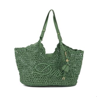Dune London Womens Accessories Dewdrop - Raffia Logo Shoulder Bag - Green - One Size