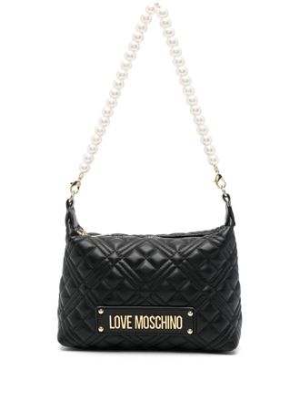 Love Moschino logo-lettering shoulder bag - Black