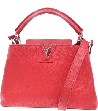 Louis Vuitton Capucines Bag Leather Red Leather Handbag (Pre-Owned)