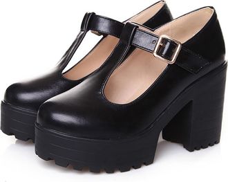 Generic Mumuj Mary Jane Ladies Blue Shoes Ladies Court Shoes Womens Block High Heel Platform Shoes Ankle Strap Mary Jane Shoes Round Toe Wide Fit Silver Prom 