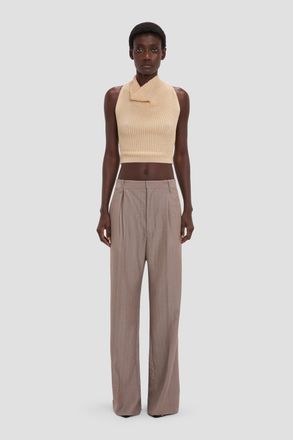 Victoria Beckham Draped Sleeveless Top In Sandstone XS