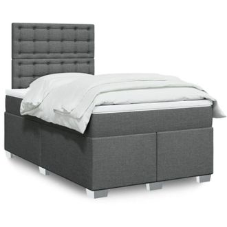vidaXL Cama Box Spring Con Colch&oacute;n Tela Gris Oscuro 120x190 Cm Vidaxl