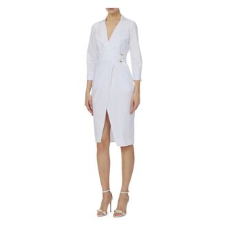Elisabetta Franchi Midi Dresses, female, White, Size: S Wrap Midi Dress