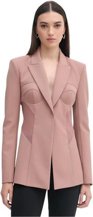 Patrizia Pepe Crepe Bustier Jas - Dames - Blazers - Bruin - L - Leer - Jassen