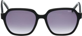 Abercrombie & Fitch 54mm Gradient Geometric Sunglasses in Shiny Black /Gradient Smoke at Nordstrom