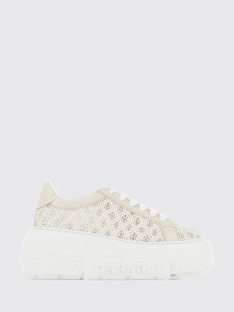Casadei Nexus Cicladi Leather Platform Sneakers with Woven Design
