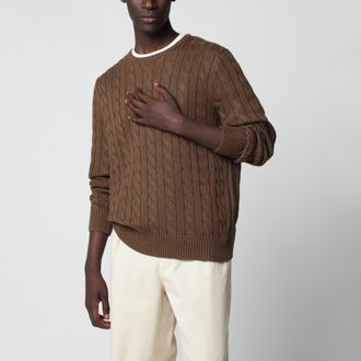 Polo Ralph Lauren Brown cable-knit cotton crewneck sweater