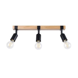 Wonderlamp L&aacute;mpara de techo de madera con 3 focos orientables negro