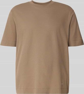 Emporio Armani T-Shirt mit Logo-Stitching und Rundhalsausschnitt in Taupe, Größe XXL