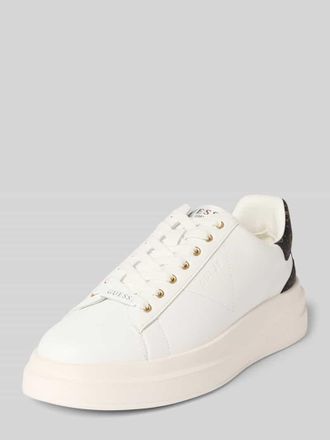 Guess Ledersneaker mit Label-Patch Modell ELBA in Weiss, Gr&ouml;&szlig;e 42