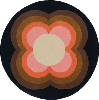 Orla Kiely Runder Designer Teppich Sunflower Pink - handgetuftet, aus 100% reiner Schurwolle