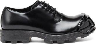 Diesel D-Hammer-Leather lace-up shoes with oval D toe cap - Lace Ups and Clogs - Man - Black