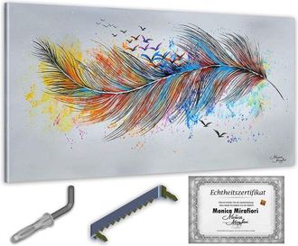 OEM Monica Mirafiori 100 % Pintado A Mano Cuadro Pluma 140 X 70 Cm Cuadro Pintado A Mano Pintura Acr&iacute;lica Cuadro Acr&iacute;lico De Gran Tama&ntilde;o Arte Moderno Cuad