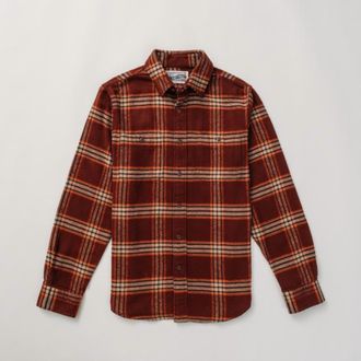 Schott NYC Men Heavy Flannel Work Shirt In Root Beer