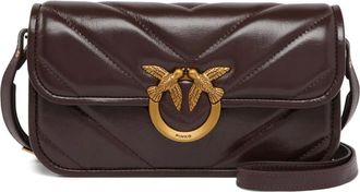 Pinko quilted birds-embellished cross body bag - women - Bovine Leather - One Size - Brown