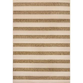 Jonathan Y Designs Aveiro Wide Stripe Indoor/Outdoor Area Rug in Beige/brown at Nordstrom, Size 5Ft 0In X 8Ft 0In