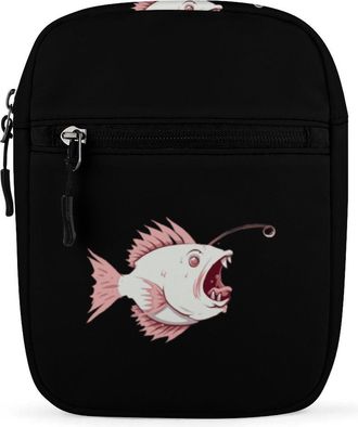 Generic Cute Cartoon Lantern Fish Crossbody Bag Adjustable Satchel Cute Shoulder Bag Lightweight Sling Bags