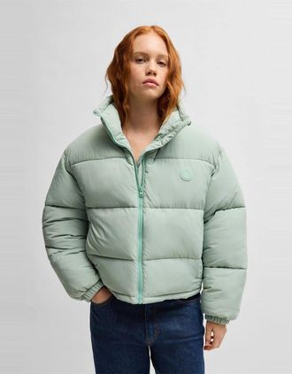 HUGO BOSS Womens Fortuna Solid Patterned Puffer Jacket - Green - Size: 10