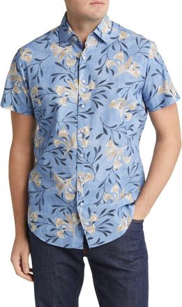 Rodd & Gunn Allen Bell Floral Short Sleeve Button-Up Shirt in Denim at Nordstrom Rack, Size Medium