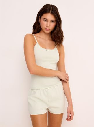 Twik Womens Scalloped-waist pointelle knit short