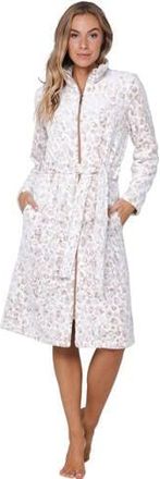 Pastunette fleece badjas met ritssluiting beige/wit