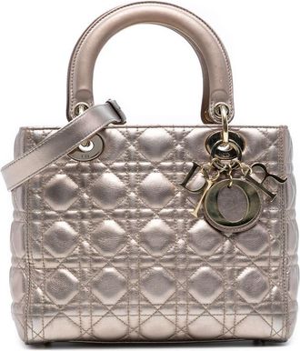 Dior Pre-owned Dior Medium Metallic Lambskin Cannage Lady Dior Ladies 18-MA-039