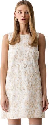 Vicolo Tab0495 Mini Jurk - Dames - Jurken - Beige - Maat: M Katoen
