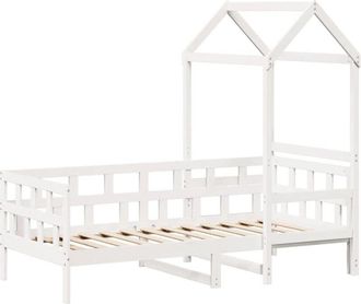 vidaXL Vidaxl - Day Bed with Roof without Mattress White 80x200 cm Solid Wood