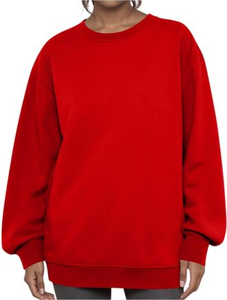 Generic Ladies Sweatshirts without Hood, Womens Oversized V Neck Long Sleeve Casual Loose Fit Pullover Sweaters Top Solid Color Thin Sweatshirts Shirts 30th B