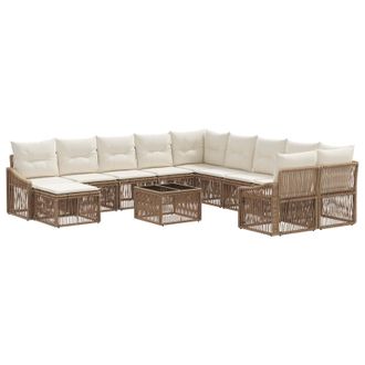 vidaXL Conjunto De Sof&aacute;s De Jard&iacute;n 12 Pcs Beige Rat&aacute;n Sint&eacute;tico Vidaxl