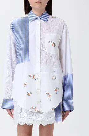 Msgm Camicia in cotone e Sangallo floreale e a righe
