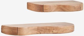Sklum Set De 2 Estantes De Pared Con Almacenaje En Madera De Acacia Nireimi Sklum