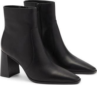 Mango Block Heel Leather Bootie in Black at Nordstrom, Size 10Us