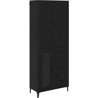 vidaXL Highboard Black Oak 69.5 x 34 x 180 cm Engineered Wood vidaXL