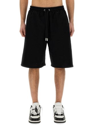 Off-white Logo-Embroidered Cotton Bermuda Shorts - Black