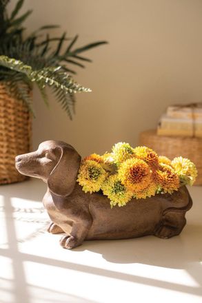 Kalalou Cement Dachshund Planter