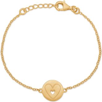 Frk. Lisberg Accessoires, Dames, Geel, ONE Size, Hart in Hart Armband