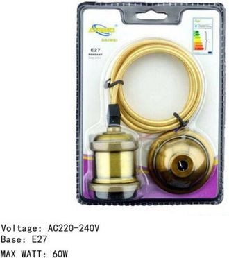 Trade Shop Trade Shop Traesio - Trade Shop - Portalampada Lampadario Sospensione Soffitto Pendente E27 Vintage 2 Metri Ottone