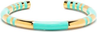 Aur&eacute;lie Bidermann Positano enamel-detail bracelet - women - Gold Plated Brass - OS - Blue