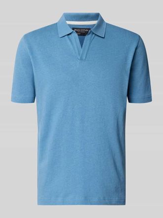 Marc O'Polo Regular Fit Poloshirt aus Baumwoll-Leinen-Mix in Blau, Gr&ouml;&szlig;e XXXL