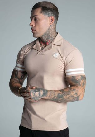 Siksilk Poloshirt SIKSILK Siksilk Polo Tournament Revere Polo, Herren, Gr. XXL, beige, Obermaterial: 95% Baumwolle CO. 5% Elasthan EL., Shirts Poloshirt