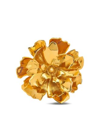 Oscar De La Renta Peony flower-shaped ring - women - Gold Plated Metal - One Size