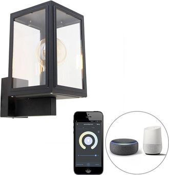 QAZQA Qazqa - Smart Country Wall Light Black Incl. Wifi G95 - Sutton Up